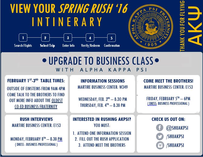 ShuAKPsi's tweet photo. Come talk to a brother today between 9am- 4pm at our table times in the Martire Center #rushakpsi #spring2016rush https://t.co/6o4pcha5oI