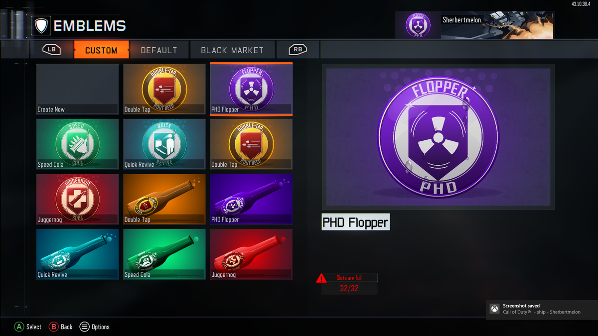 Sherbertmelon's tweet photo. Last tutorial of the collection #1 perk emblems tonight, PHD Flopper #BlackOps3 #PHDFlopper https://t.co/iQCeXR0gMd