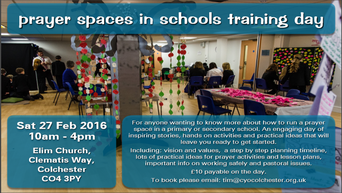 colconf16's tweet photo. If you attended #colconf16 you maybe interested in @cyocolchester 's 27/2 Prayer Space in Schools Training Day https://t.co/p7KYKpQYk3