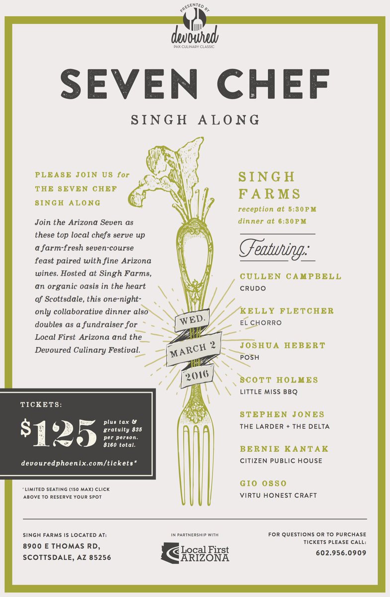 devourphoenix's tweet photo. Farm-to-table AT a working farm: the Seven Chef Singh Along, Wed. 3/2 TICKETS: https://t.co/KIYeyFNbOl https://t.co/RA12cLDwnK #AZseven