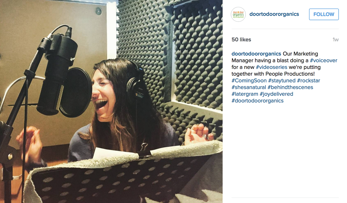 upsync's tweet photo. Door to Door organics posted about making a video with us. Here is a shot from the voice-over session. https://t.co/b9GSSqoNcG