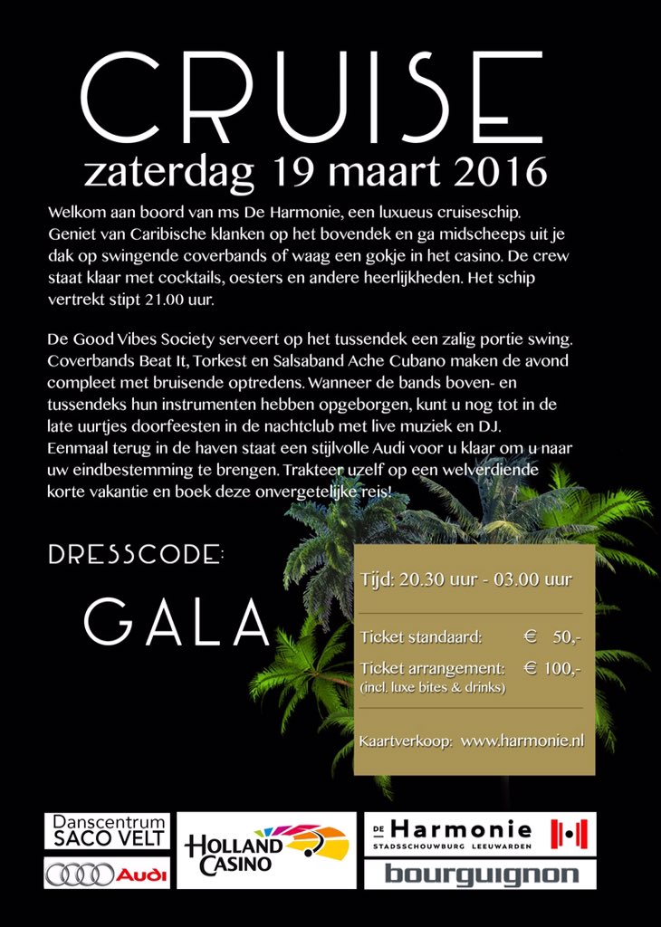 19 maart 2016
Het galafeest van Leeuwarden
20:30 - 03:00