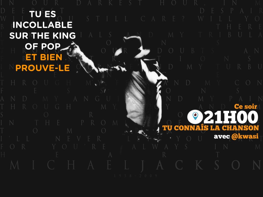 xyetzloriginal's tweet photo. Tu connais le king of pop et bien prouve le ,Rdv ce soir à  21h sur @wescopetv dans "Tu connais la chanson" https://t.co/AOyFUKp4Cr