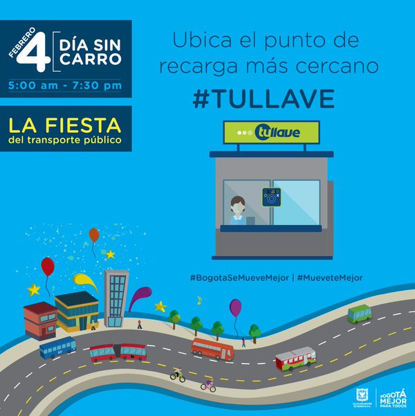 AlcaldChapinero's tweet photo. El jueves 4 de febrero habrá Día sin Carro “La Fiesta del Transporte Público en Bogotá” https://t.co/JBIgx0yWGO https://t.co/hCNPRqvVfq