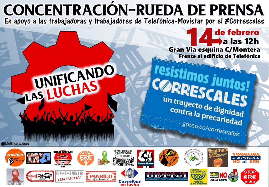 Concentración-Rueda d prensa el 14/2 a las 12,en Madrid en apoyo a <a href="/correscales2016/">Correscales 2016</a> La solidaridad es imprescindible