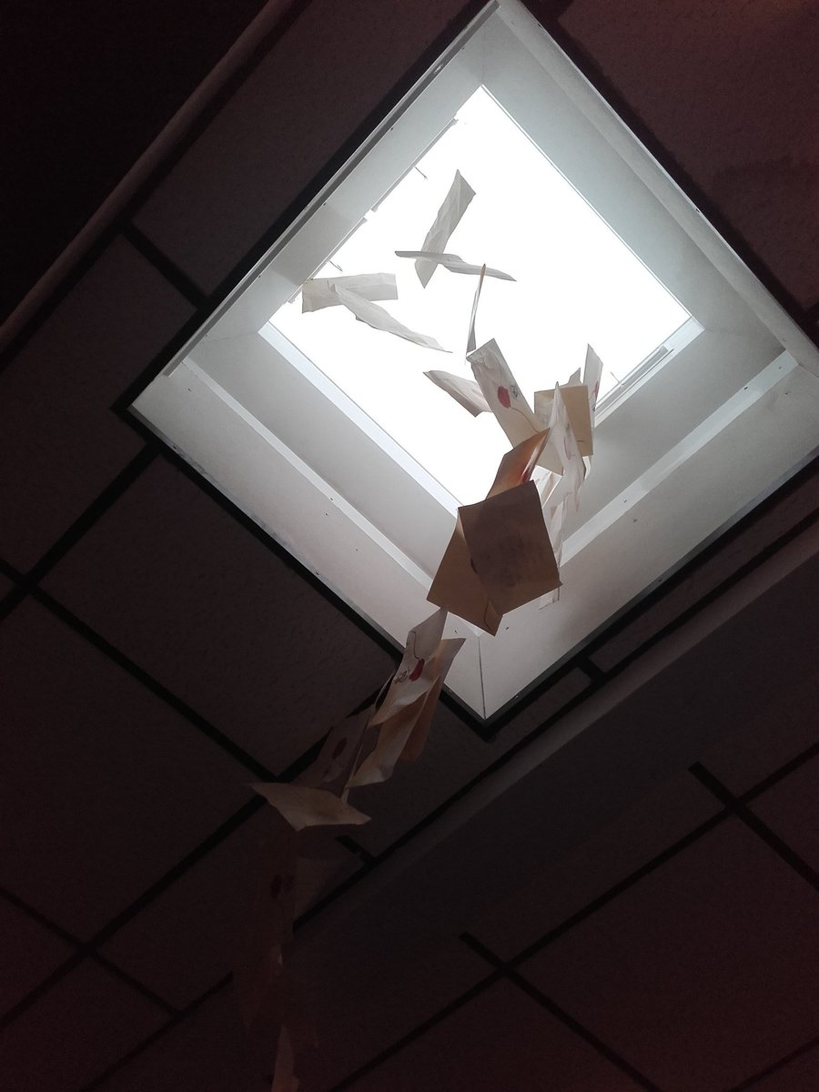 yellownosed109's tweet photo. Dozens of #Hogwarts letters entered via a library skylight earlier, ready for HP day tomorrow at #Canonshigh https://t.co/ZxDHgbZtw2
