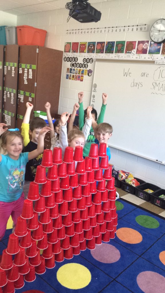 MrsGrayRCE's tweet photo. More 100th day fun! 100 cup sculpture, 100 unifix cube creation and "Roll to 100" game. #oneRCE #100everything https://t.co/8cmTG4nPSj