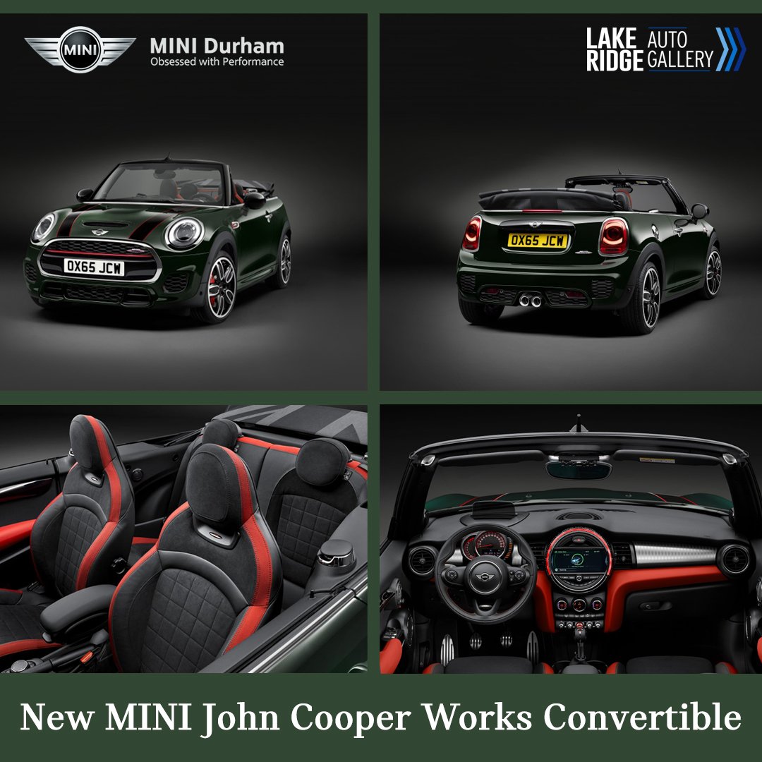 MINIDurham's tweet photo. New #MINI #JCW #Convertible gets #228bhp and goes from 0-62mph in 6.6 seconds!
#minidurham #endrasbmw #lakeridgeauto https://t.co/rjznpekDuo