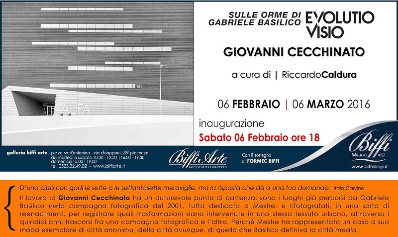 Giovanni Cecchinato, Sulle orme di Gabriele Basilico.
6 febbraio | 6 marzo OPENING 6 febbraio ore 18