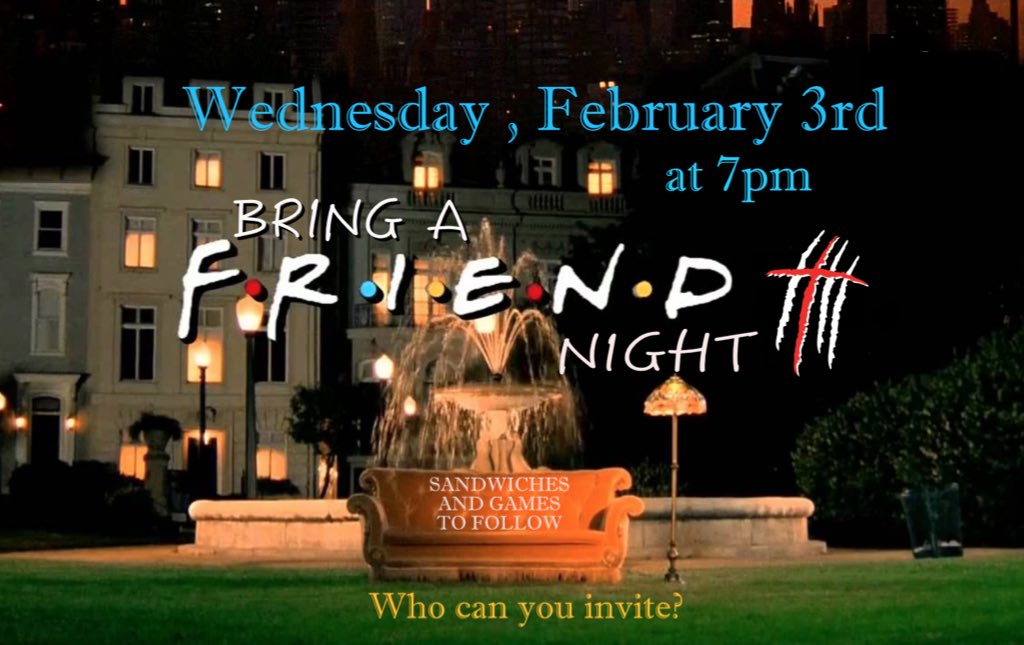 WOLFLIFE_CM's tweet photo. BRING A FRIEND NIGHT: Prizes will be given to the student who brings the most friends with them! Who can you invite? https://t.co/MLmtIdlkIP