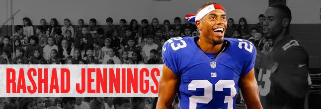 NFLPA's tweet image. .@Giants @RashadJennings 1 of 5 #NFLPAWhizzerAward finalists for helping kids w ed + health bit.ly/1Q7PNbB