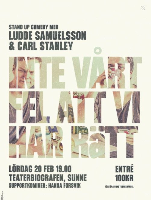 20 februari blir det stand up på #teaterbiografen <a href="/emterviks_erik/">Erik Axelson</a>