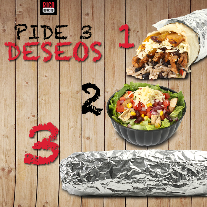 QueRicoBurrito's tweet photo. (Pide 3 deseos) 1. Un #BurritoCriollo / 2. Un #PoteLight / 3. Un Mataburro https://t.co/WcjVOScTuS
