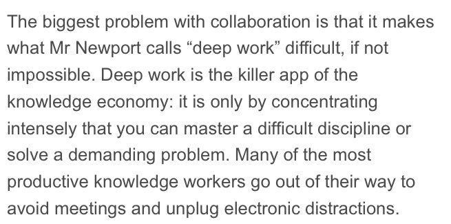 "The collaboration curse", economist.com/news/business/… - over-collaboration studies confirm interruption factory thesis.