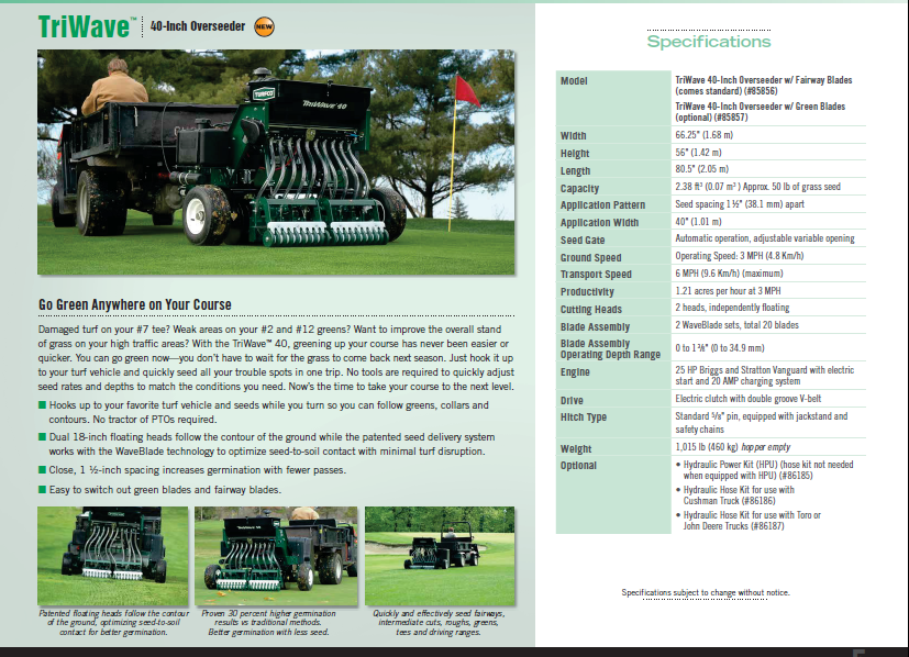 tpc_francis's tweet photo. Attending #GIS16? be sure to check out the best seeder on the planet at #Turfco booth #4931 #TriWave40 https://t.co/MijsINHxF4