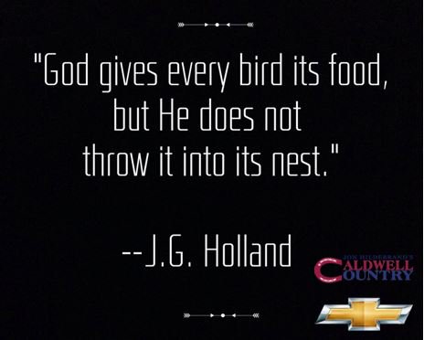 #MondayMotivation "God gives every bird its food, but He does not throw it into its nest."  -- J.G. Holland