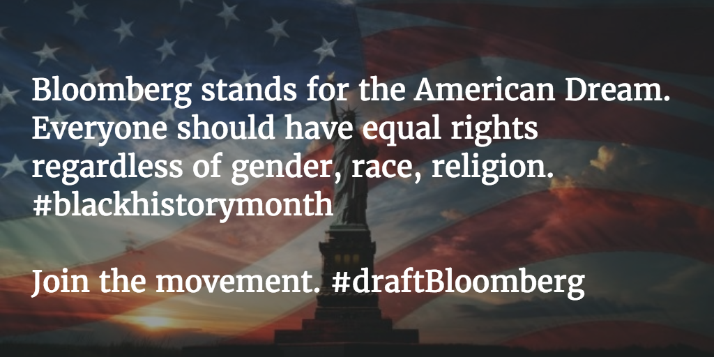 bloombergnation's tweet photo. .@MayorBloomberg stands for the American Dream &amp; equality regardless of race, gender or religion. #blackhistorymonth https://t.co/9M7vyHI2V0