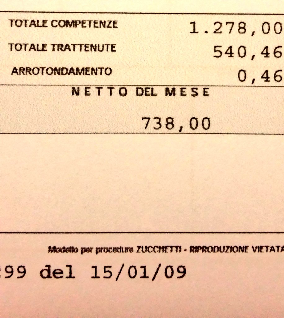 PgFerrarese's tweet photo. #bustapaga di un 21 enne a tempo indeterminato: 540€ di #trattenute! Non voglio fare slogan ma #sapevatelo. https://t.co/oNEayBOnPO