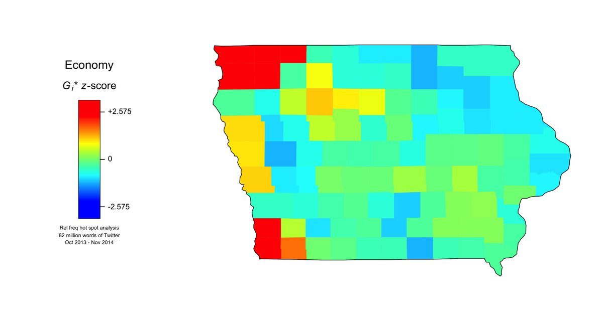 JWGrieve's tweet photo. Mapping election issues in Iowan Tweets: ECONOMY #IowaTODAY #wordmapper #bigdata https://t.co/PIrpGnKUJ0