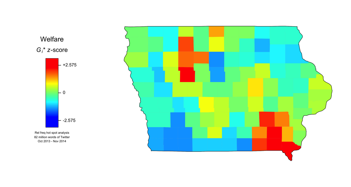 JWGrieve's tweet photo. Mapping election issues in Iowan Tweets: WELFARE #IowaTODAY #wordmapper #bigdata https://t.co/d1b2zGDdB9