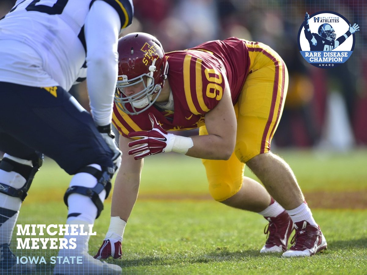 CycloneFB's tweet image. ISU&apos;s @MeyersMitchell is a finalist for the Rare Disease Champion Award. Vote for Mitchell! upliftingathletes.org/rare-disease-c…