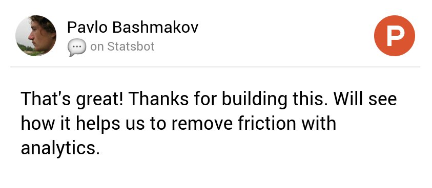 bashmakov's tweet photo. My thoughts on Statsbot on @ProductHunt https://t.co/LQuEiYxrae https://t.co/uAD9IaQx5C
