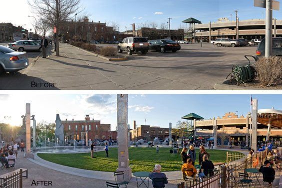 bizdistricts's tweet image. Once upon a time there was a parking lot. Next came a vision. And finally, a place! worldlandscapearchitect.com/main-street-sq…