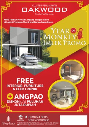 "Year Of Monkey Imlek Promo"  Dapatkan Free Interior,Furniture,Elektronik + Angpao Diskon s/d Puluhan Juta Rupiah
