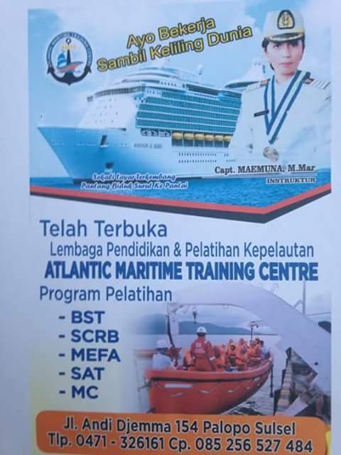 Sharing_Pelaut's tweet photo. Buat teman2 yang sulawesi selayan sekitarnya dapat ambil diklat bst, scrb, mefa, sat dan mc di AMTC Palopo.......... https://t.co/H1K33aMrWG