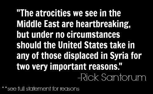 TeamSantorumKS's tweet image. .@RickSantorum's statement detailing what US policy should be RE: Syria Displaced &amp;gt;dld.bz/ea87Z #Rick2016