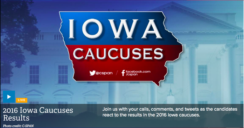cspan's tweet image. See #IowaCaucus results here: cs.pn/1Sp4Zro

#IowaTODAY #iacaucus