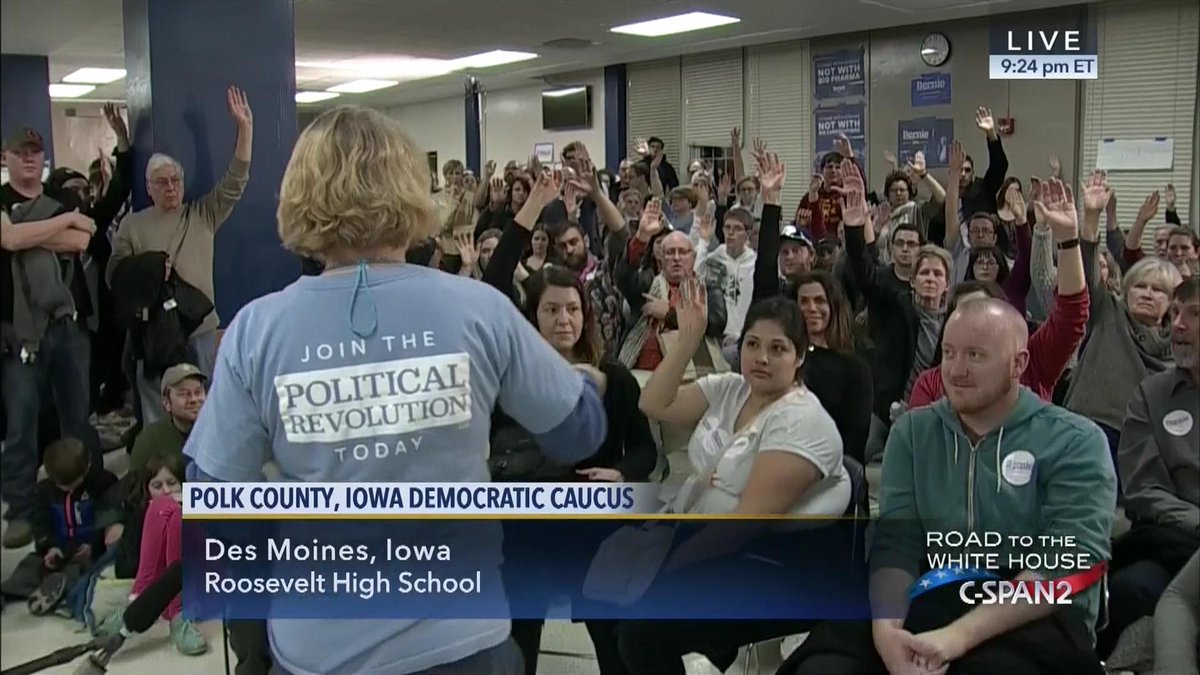 cspan's tweet image. Counting votes @ Democratic #IowaCaucus in Des Moines - LIVE C-SPAN2 cs.pn/1nIa29n #IACaucus #IowaTODAY