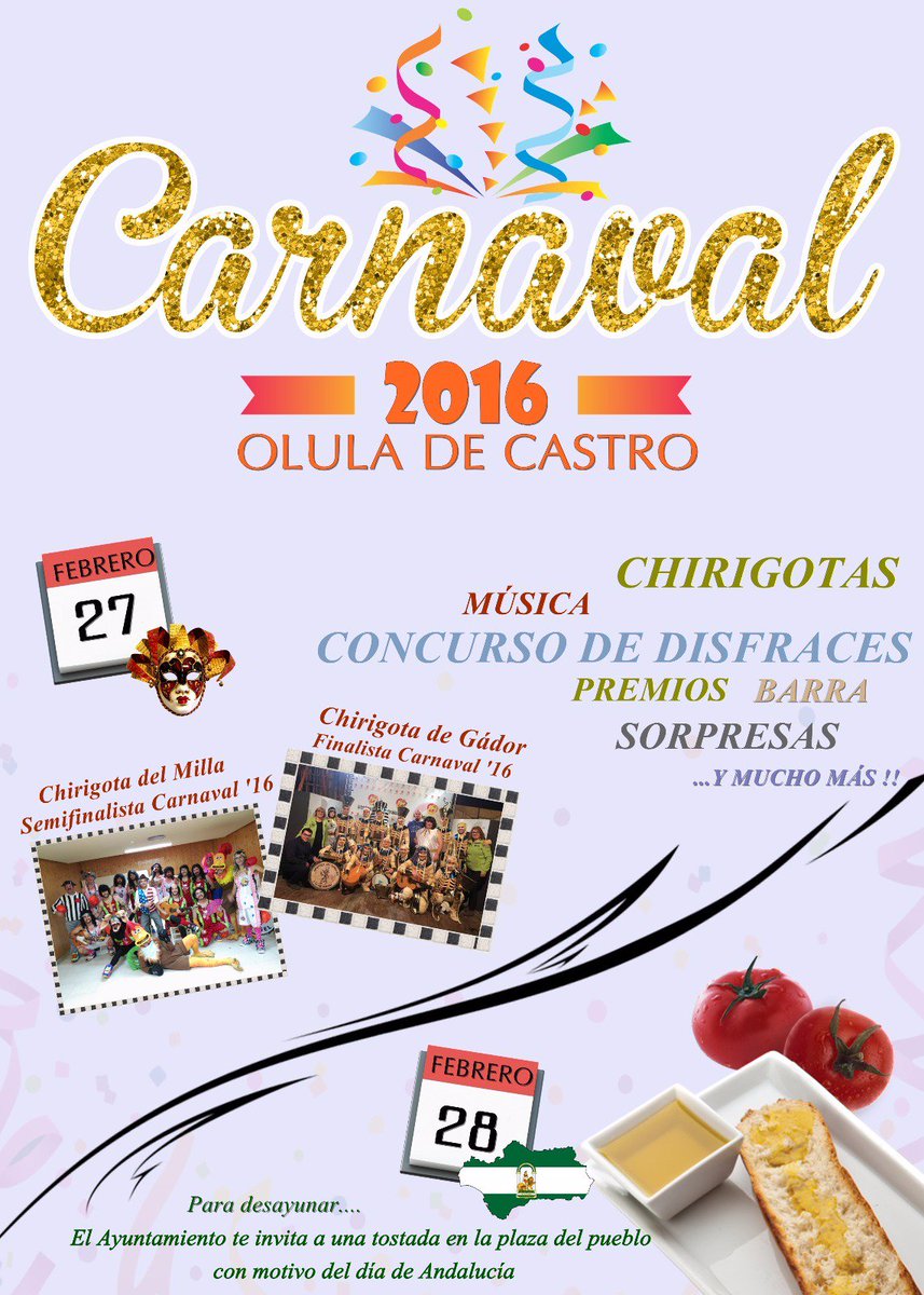 OluladeCastro's tweet photo. Sábado 27 de Febrero - Carnaval en Olula de Castro https://t.co/VRidowaZ2q