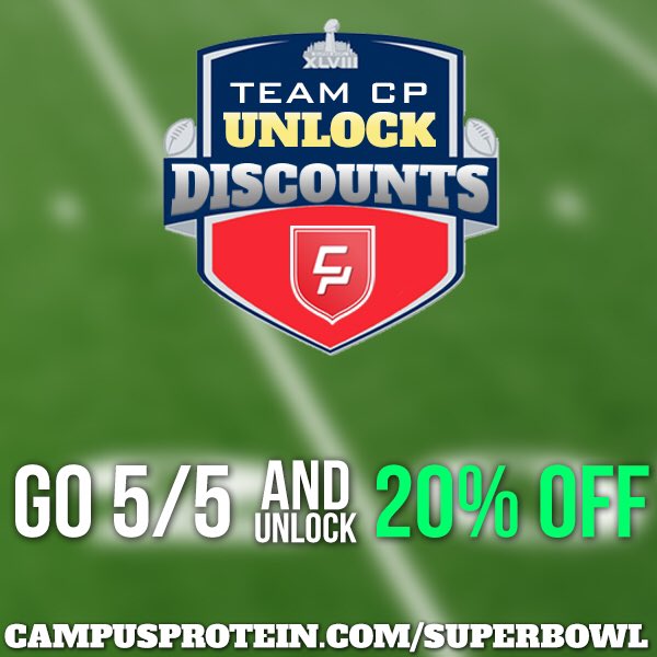 CampusProtein's tweet image. You could win 20% off and a free pre workout - enter your picks for the big game here: bit.ly/1VEtrTa