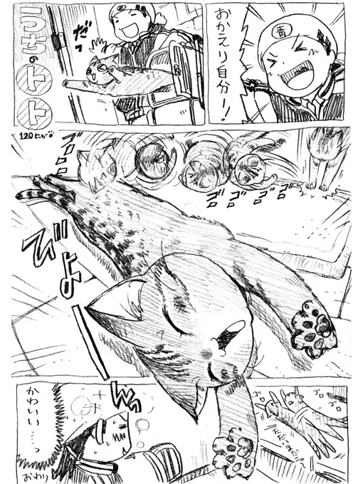 ねこまんが。第120話。皆さま、数多くのRTにお気に入り本当にありがとうございます。twitterを始めて約3年。こんなにも多くの応援を頂けることに驚きと嬉しさで胸がいっぱいです。今後とも、漫画家・青戸成をよろしくお願いします! 