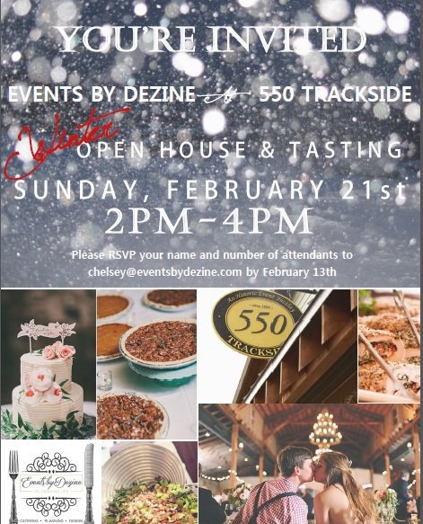 Please join us on February 21 for our Bridal Show from 2pm to 4pm ft. a tasting by Events by Dezine! #550trackside