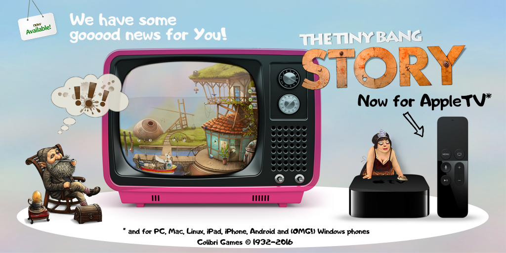 We have released The Tiny Bang Story TV for new Apple TV. Search it in store! (cc <a href="/AppAdvice/">AppAdvice</a> <a href="/gamezebo/">Gamezebo</a> <a href="/148Apps/">148Apps</a> )