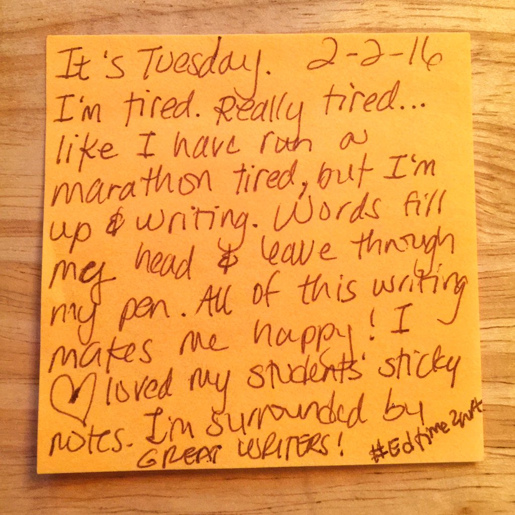 haseltineclass's tweet photo. Good morning! A new day. A new sticky note. #EDtime2wrt #LCPS16 #erms16 https://t.co/5DjJzyE1zy