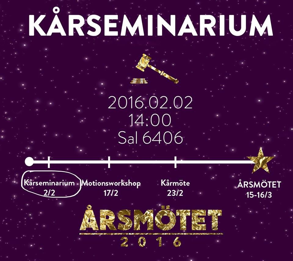 KGElevkar's tweet image. VILL DU SÖKA KÅREN? 
Glöm inte Kårseminarium idag!! 14:00 i 6406! Vi finns på livestream också 📺
