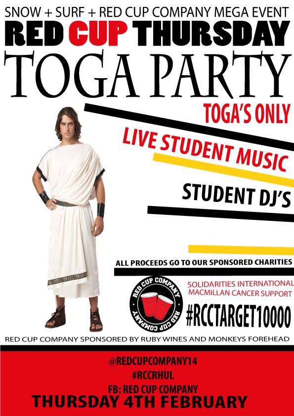 RCCRHUL's tweet photo. WE ARE JOINED BY SNURF this coming Thursday at Medicine for a huge Toga Party. Get your tickets online now @SURHUL https://t.co/J1DnfjlD5l