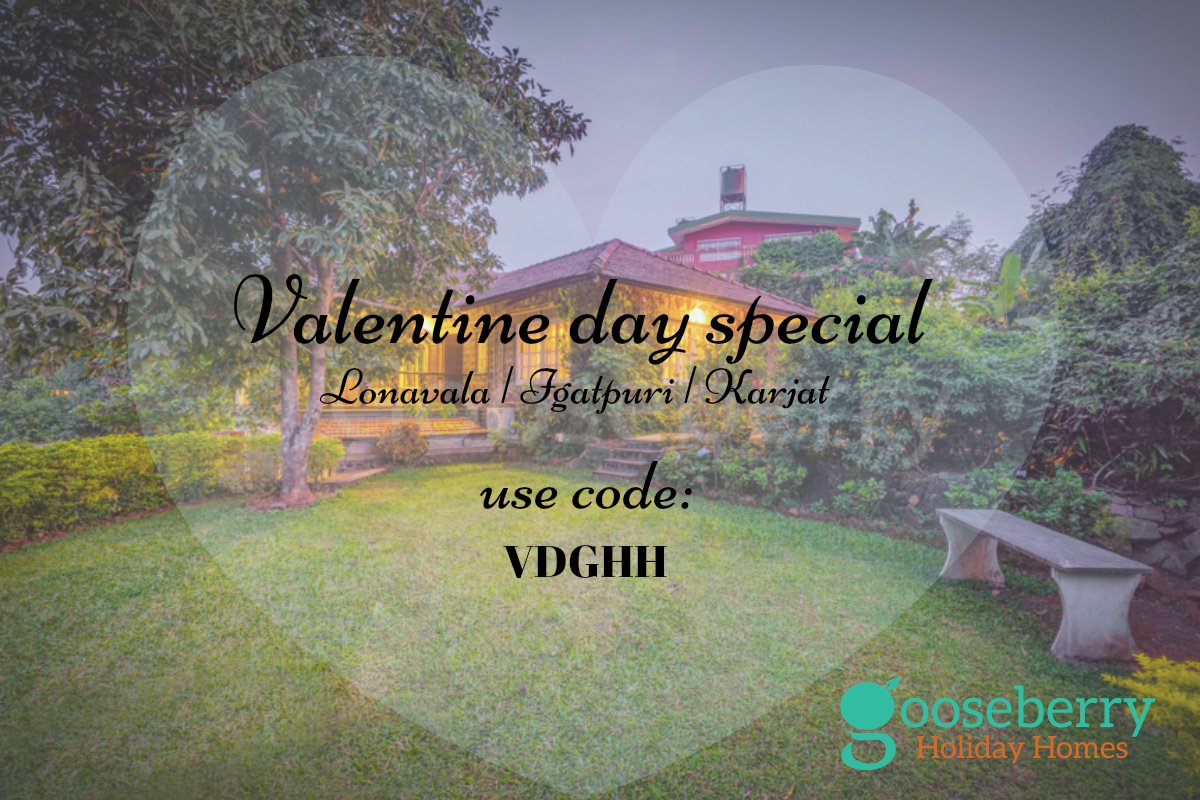 GooseberryHomes's tweet photo. This valentine's day swoon your beloved by gifting them a getaway! Call: +918898008988 #Karjat #Lonavala #Igatpuri https://t.co/WOwQ01pURV