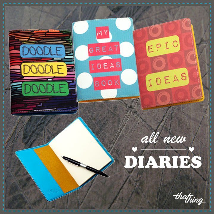 ThathingCo's tweet photo. NEW STUFF ALERT! We've got awesomely colorful #Quirky #diaries for you! #StuffByThathing #Thathing https://t.co/VVM2jLQv7c