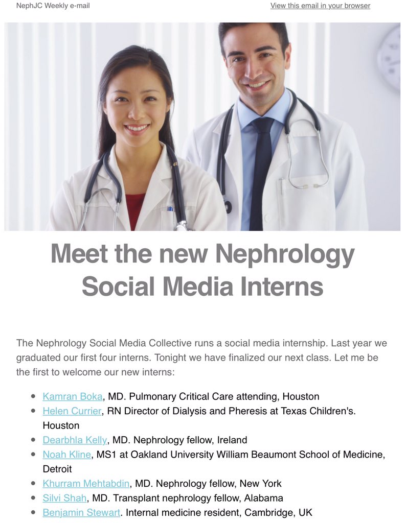 Edgar V. Lerma 🇵🇭 on Twitter: "Welcome #NSMC interns @drbokerjoker  @hxcurrier @DearbhlaKelly4 @NoahKline @KhurramKidney @silvishah @drbstewart  https://t.co/Qk0PsmF5hE" / Twitter