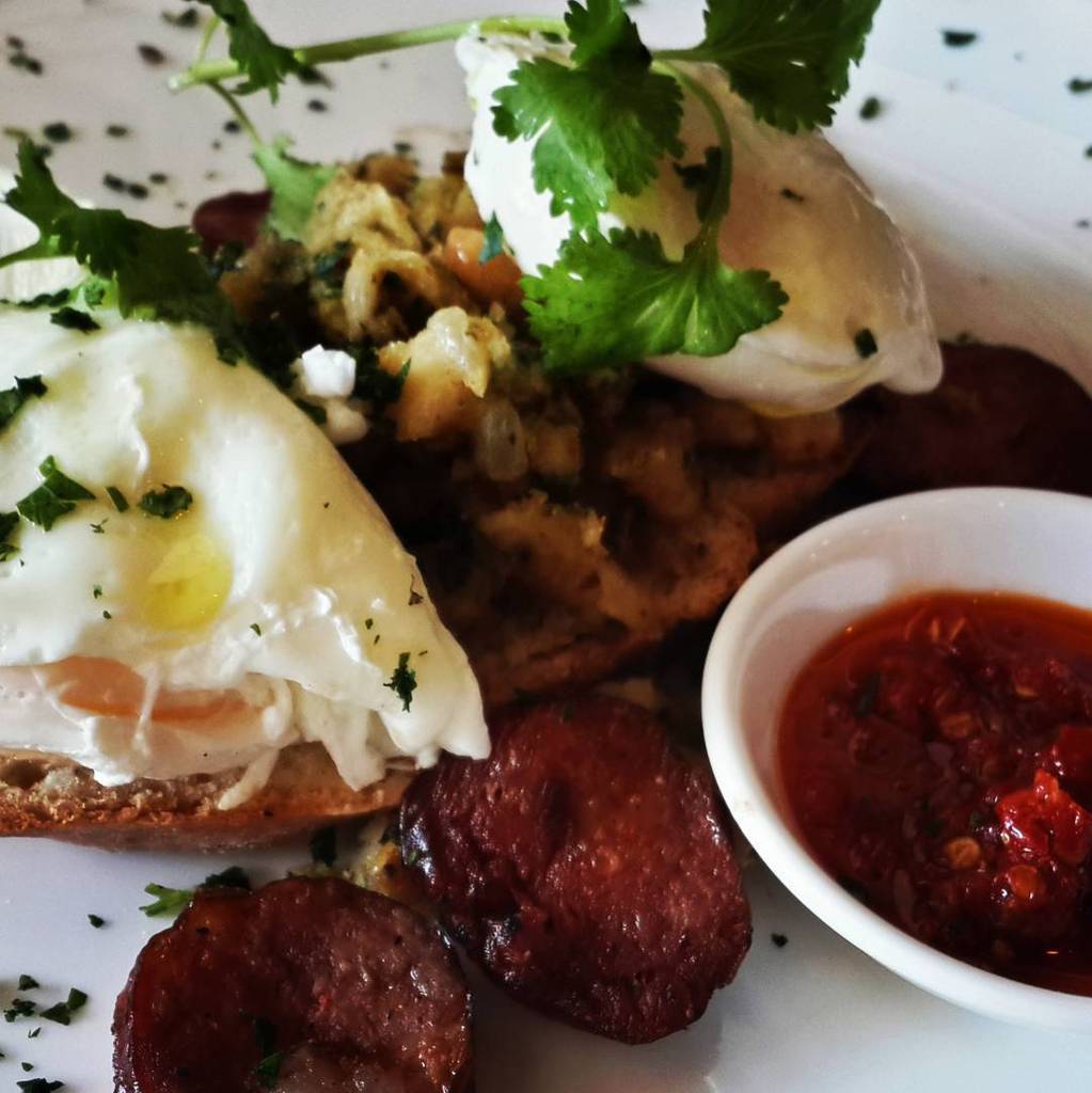 RespTraveller's tweet photo. Eggs on toast with #chorizo & #friedbeans at Eora Cafe & Grill Florida road #breakfast #f… https://t.co/1lSx4pLTUz https://t.co/JU0vA1sFEP