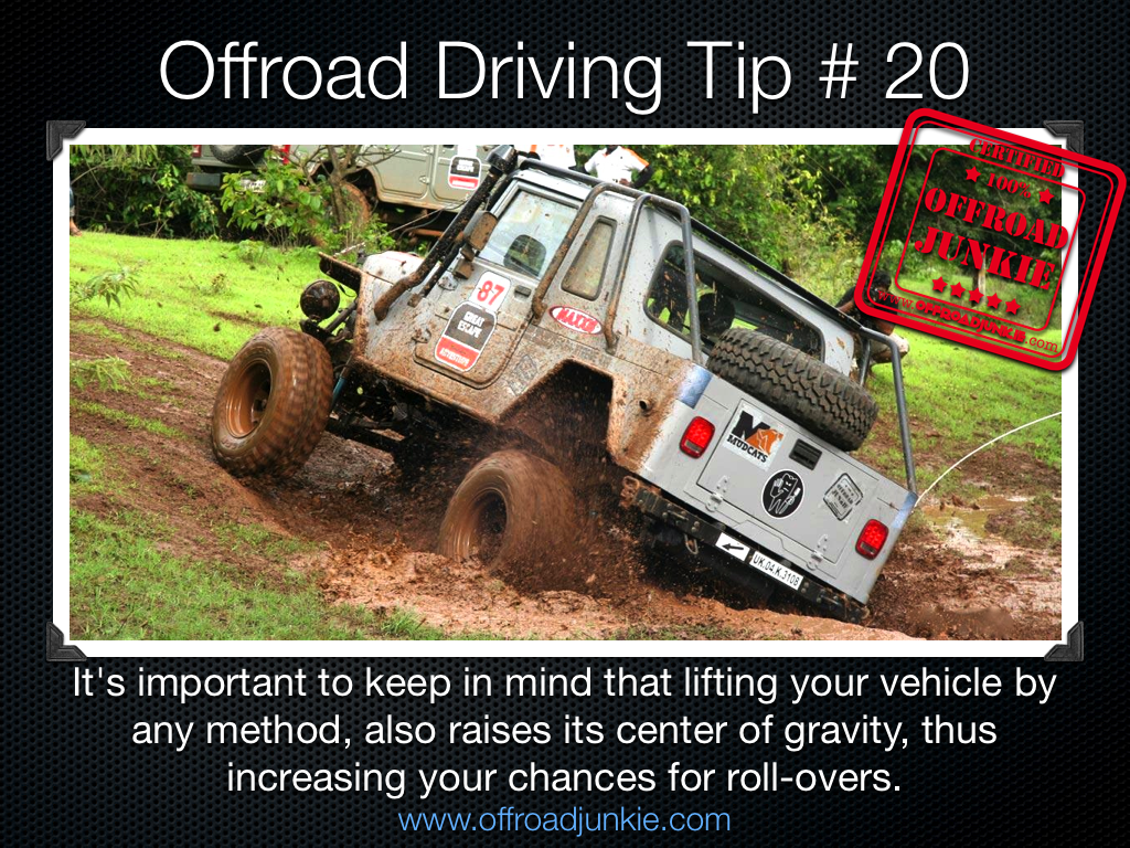 offroadjunkie's tweet photo. #offroaddrivingtip no 20 Monster lifted #jeeps look cool. But they also increase #rollover chances when you #offroad https://t.co/qJZBYH542V