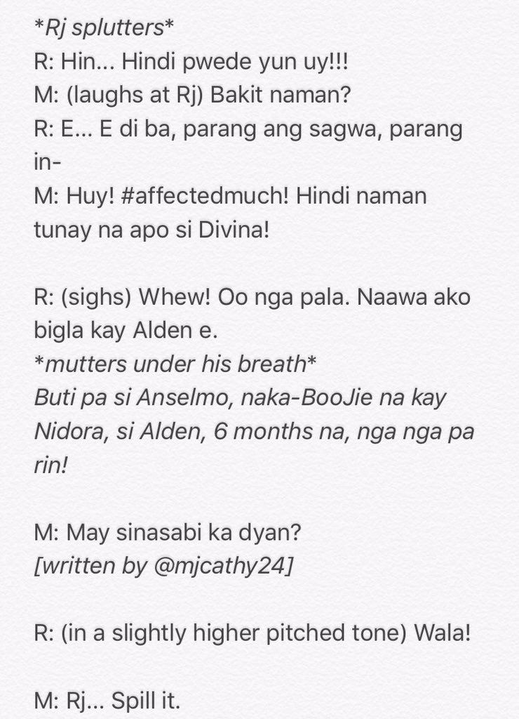 mjcathy24's tweet photo. Quick convo that I wrote in 15mins!
Na-inspire sa mga ganap hehe 😂 
Product of my imagination
#ALDUBPanibagongLihim https://t.co/9rF8aO5M6T