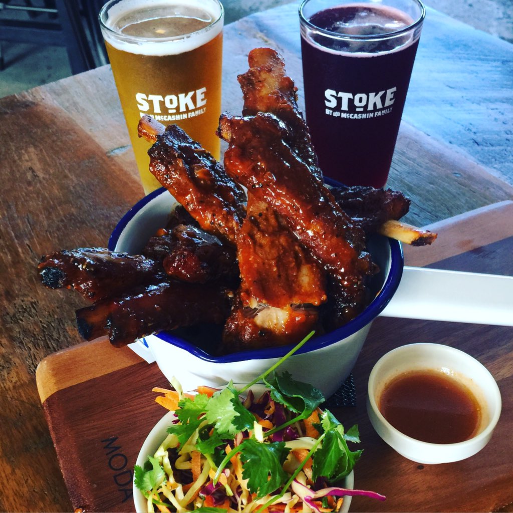 This weeks special at our Brewery bar. $20 for Ribs and Stoke or Rochdale combo.