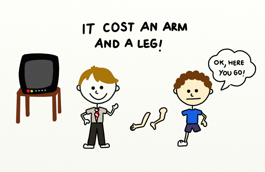 Akerlei on Twitter: "Hi there! Today´s Idiom: COST AN ARM AND LEG It is  used when something is very expensive https://t.co/S1wFDT7g2O" / Twitter