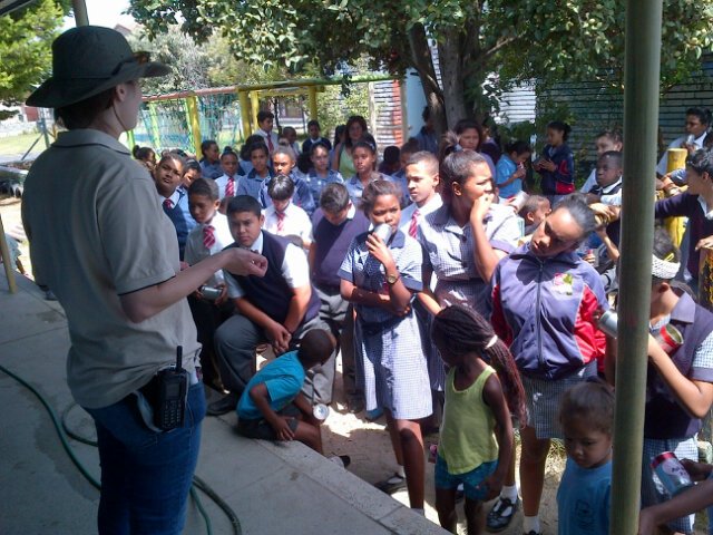 rugaya5's tweet photo. Karen of @CTEET speaking to Gr 7's &amp; Gr R's on World Wetlands Day @KPrimary @louisevanrhyn @EMubuntu #kpsklevakids https://t.co/qlBBV8eHKd