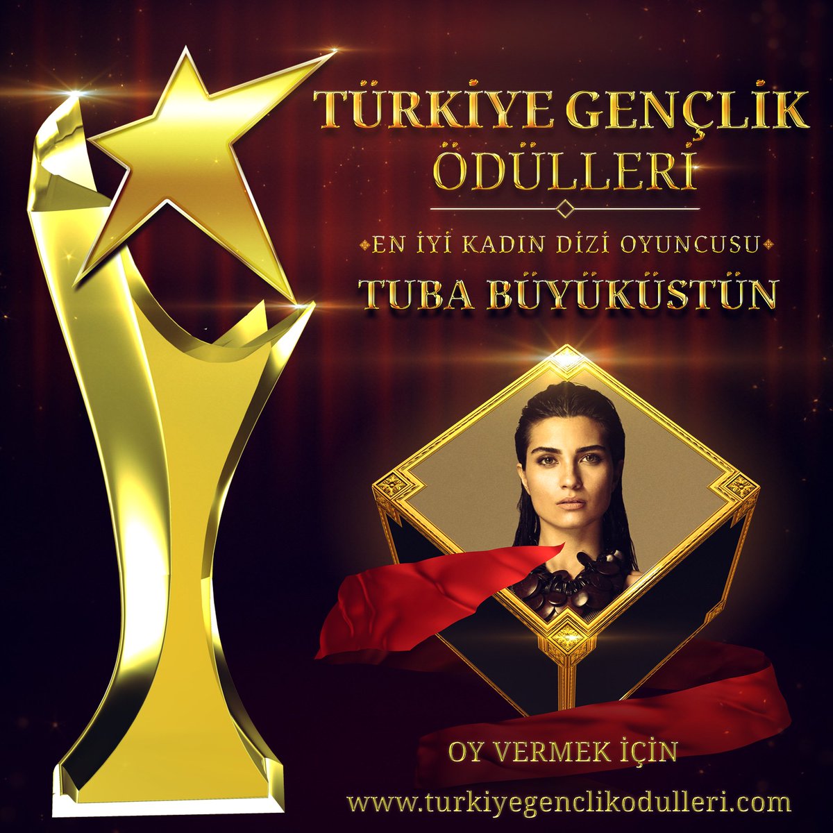 GenclikOdulleri's tweet photo. #TürkiyeGençlikÖdülleri  #EnİyiKadınDiziOyuncusu #TubaBüyüküstün Oy Vermek İçin 
https://t.co/tBECL0aSx1 https://t.co/67dD2tJ4JS